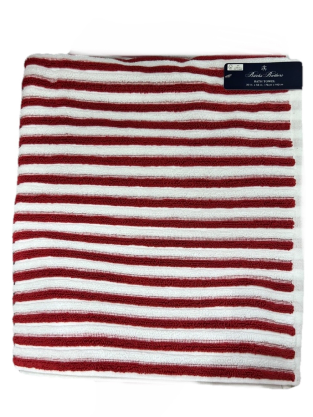 Brooks Brothers Red and White Striped Bath Towels 30”x56” Set of 2
